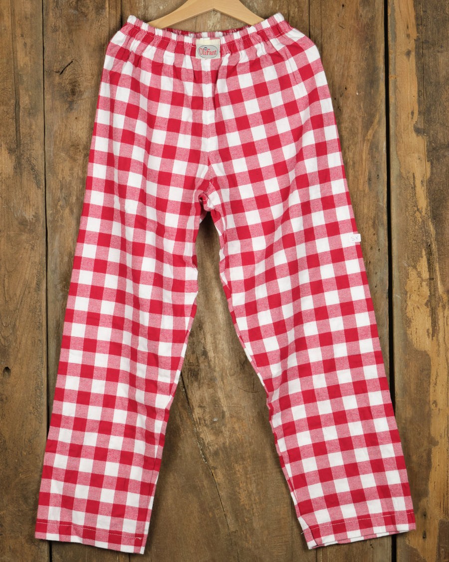 Flanellen kinderbroek in grote rood-witte ruit