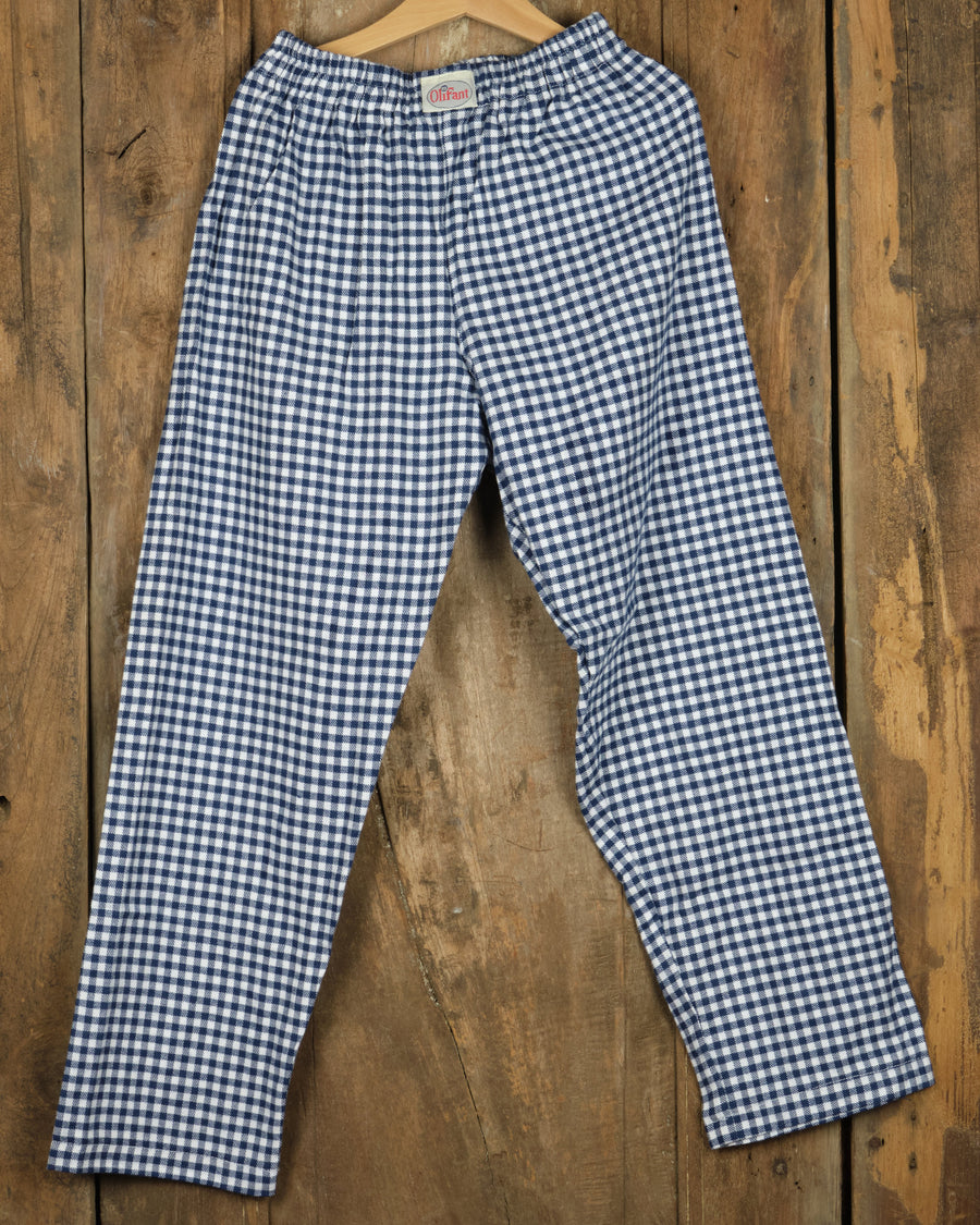 Flanellen kinderbroek in kleine donkerblauw-witte ruit