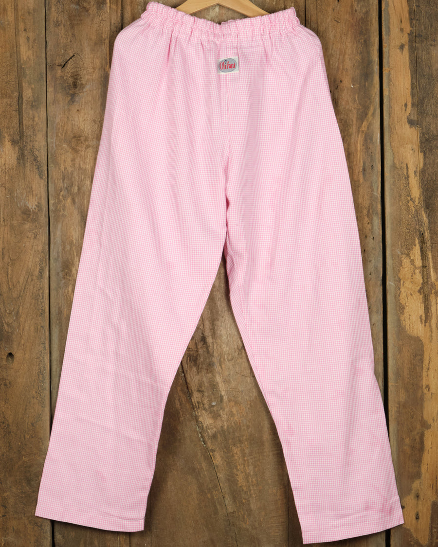 Flanellen kinderbroek in kleine roze-witte ruit