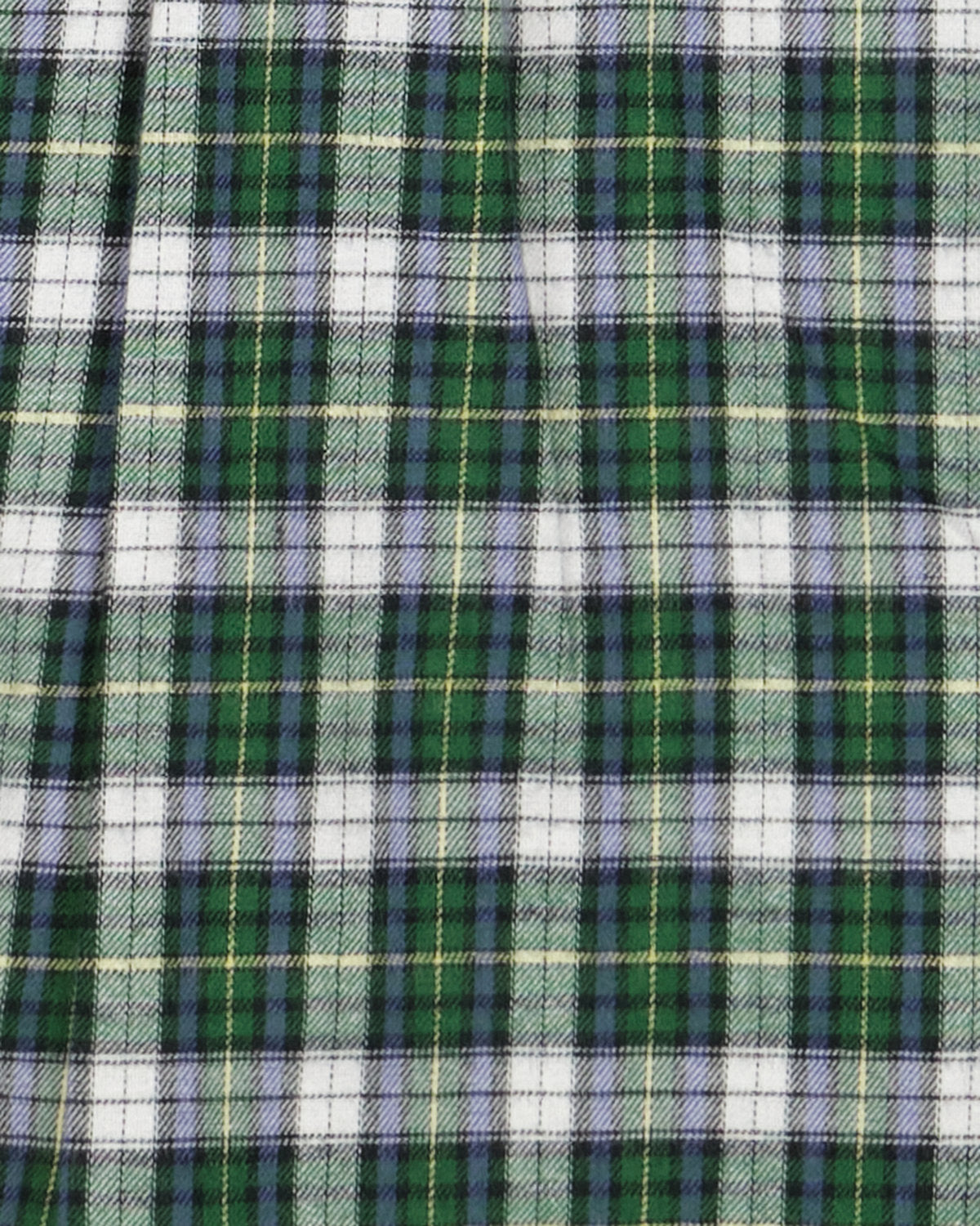 Flanel in groen-witte ruit van dichtbij