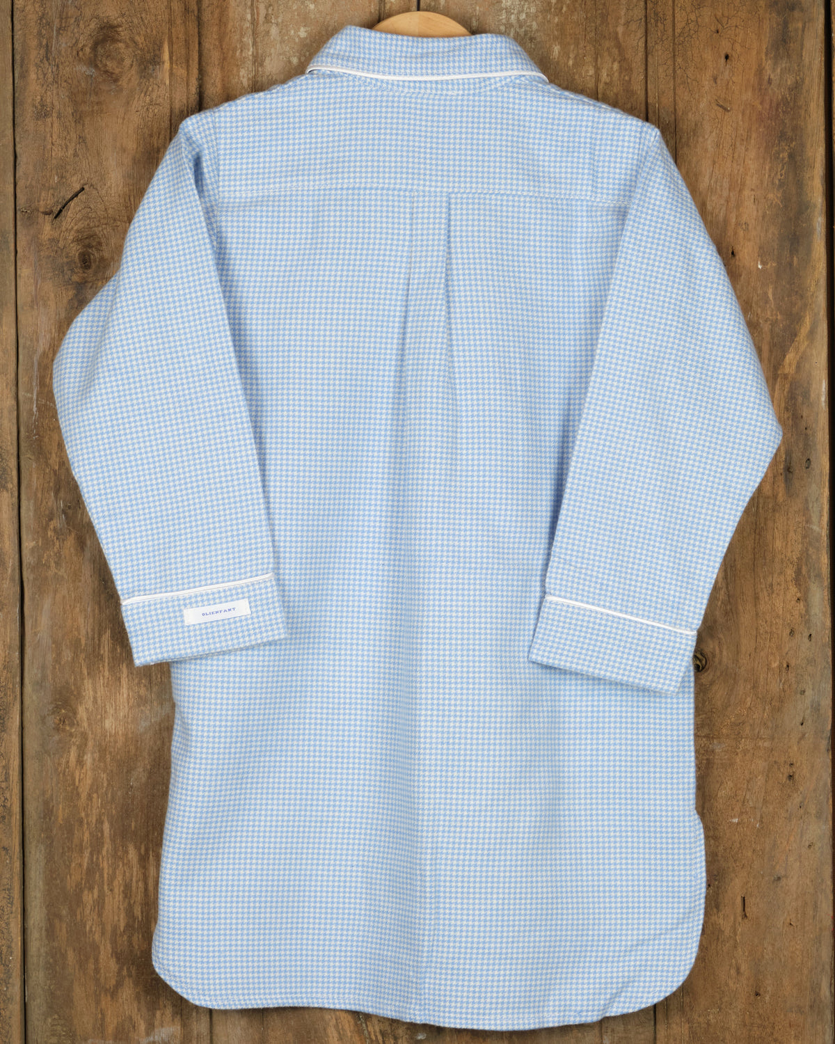 Flanellen nachthemd voor meisjes in kleine blauw-witte ruit, achterkant