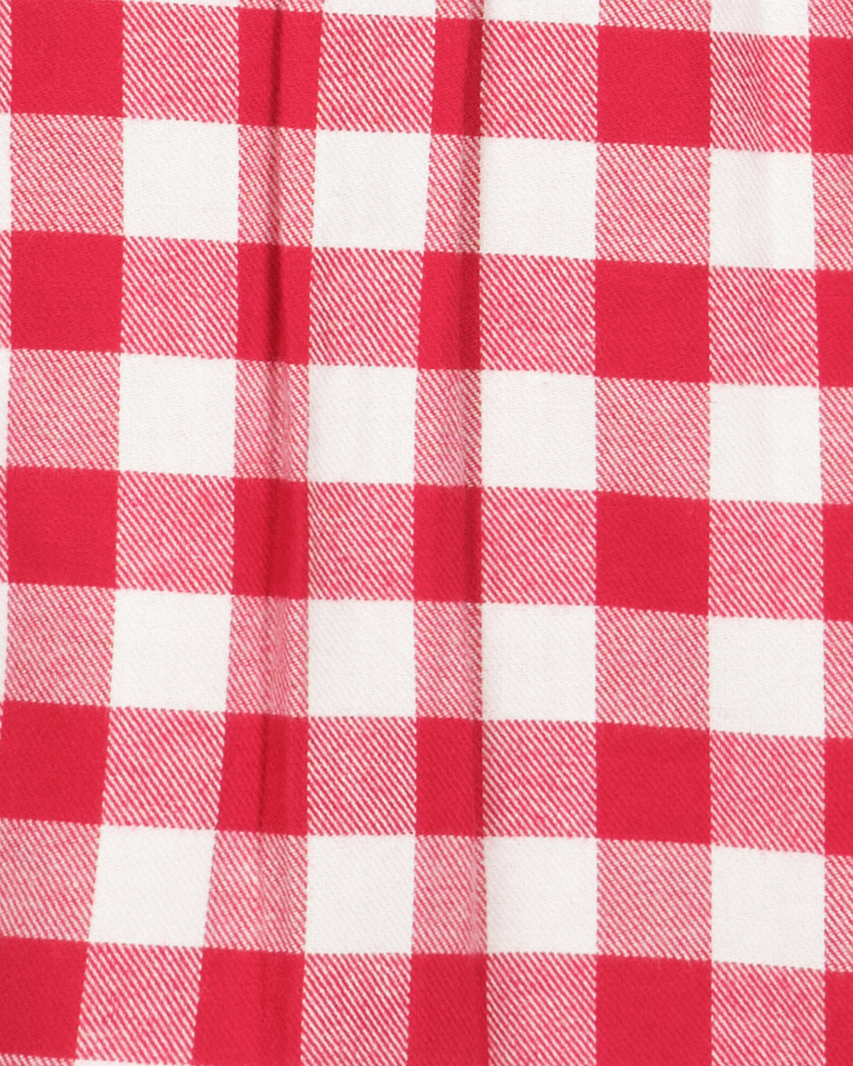 Flanel in grote rood-witte ruit van dichtbij