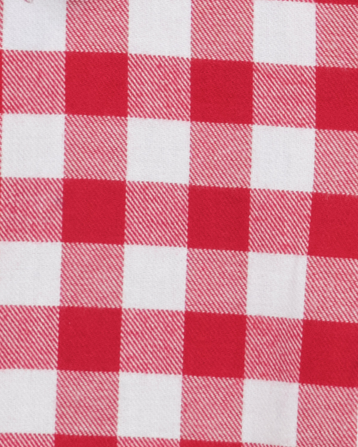Flanel in grote rood-witte ruit van dichtbij