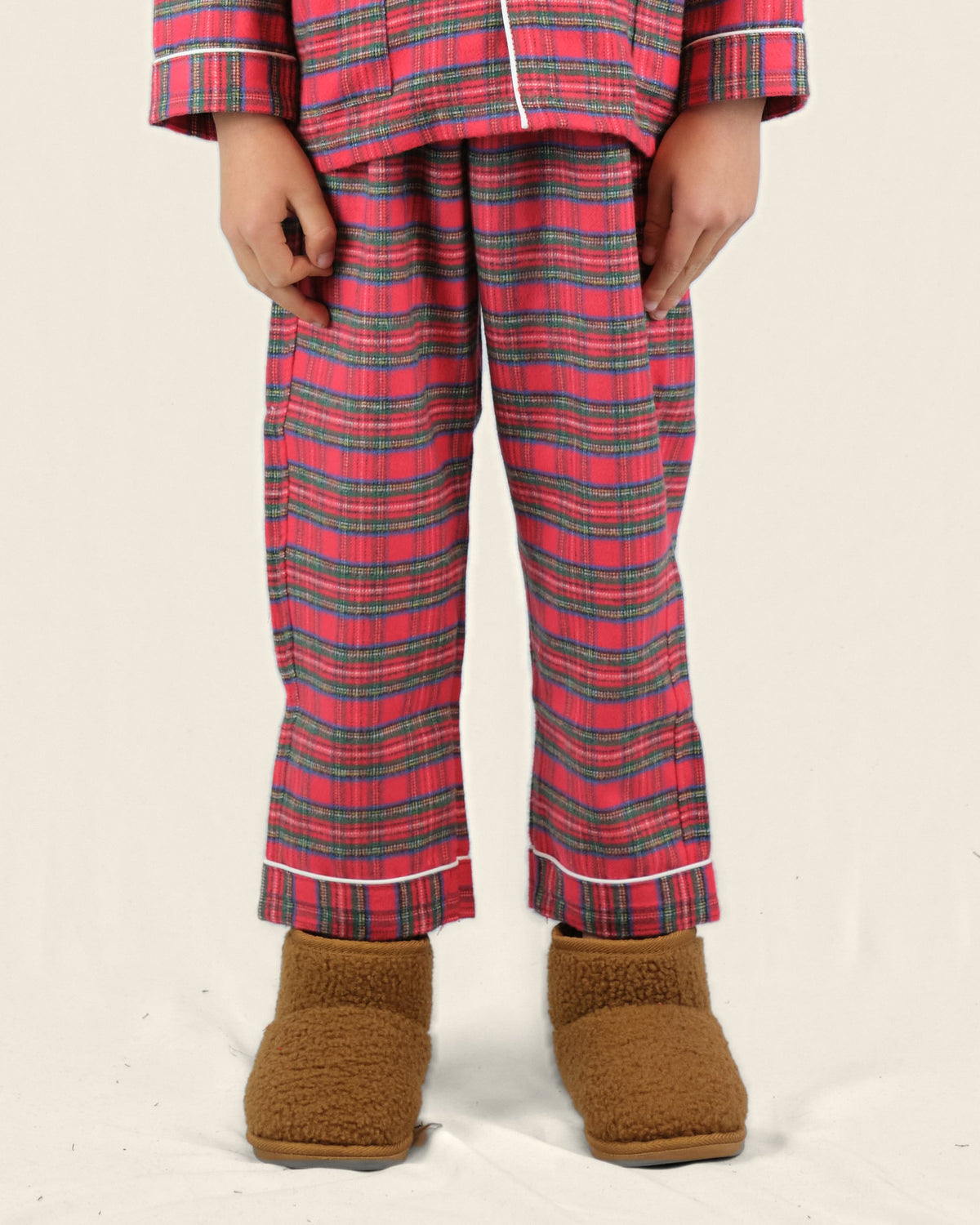 Flanellen kinderpyjama in rode ruit, broek