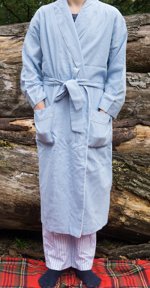 Flanellen kamerjas in blauwe ruit