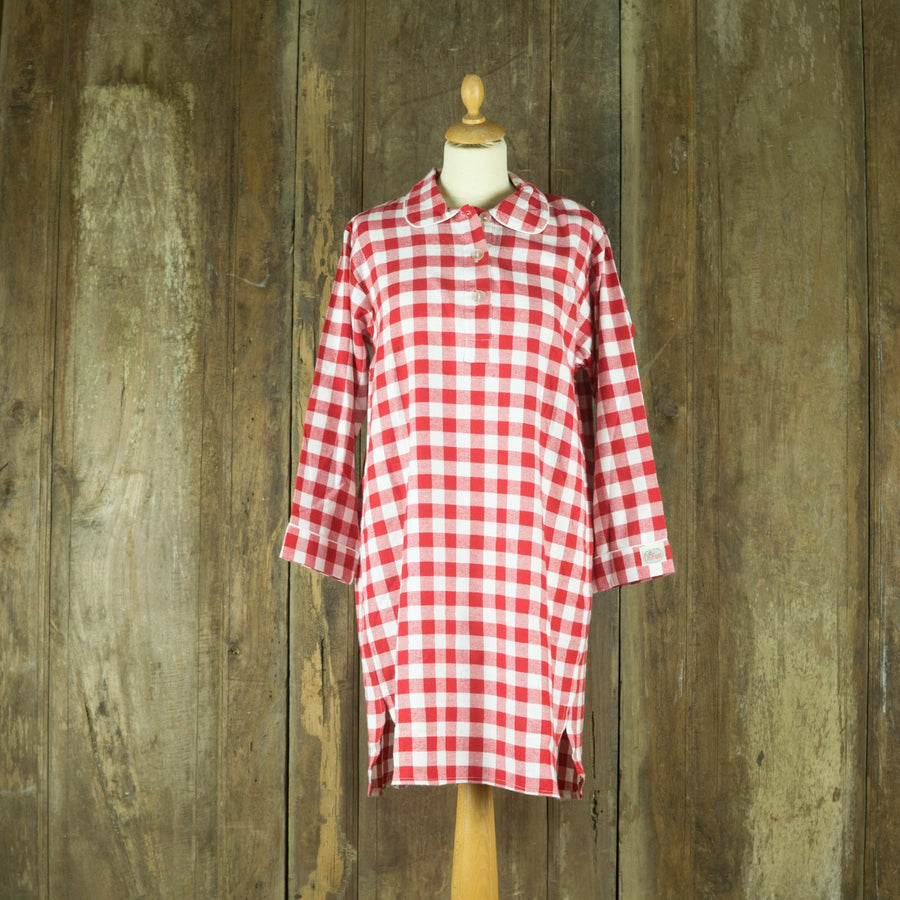 Flanellen nachthemd voor dames in grote rood-witte ruit