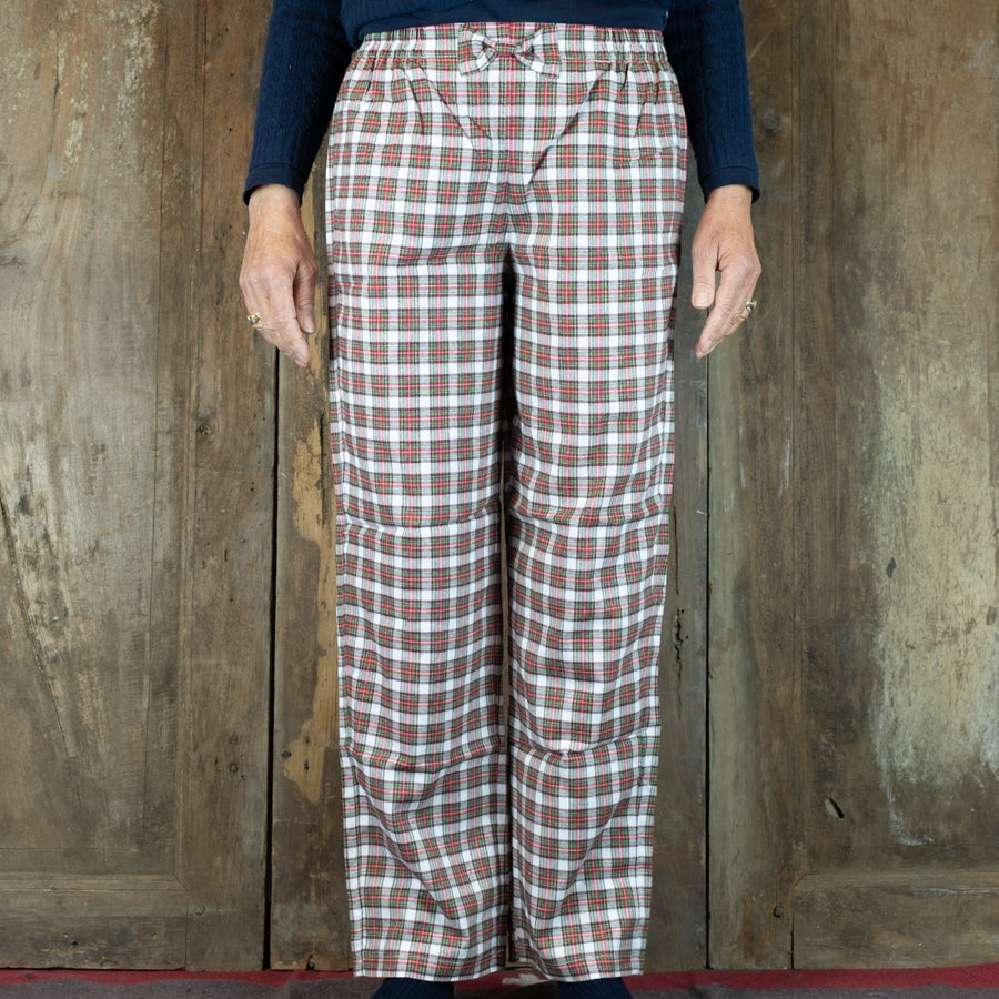 Flanellen broek voor dames in groen-rood-witte ruit