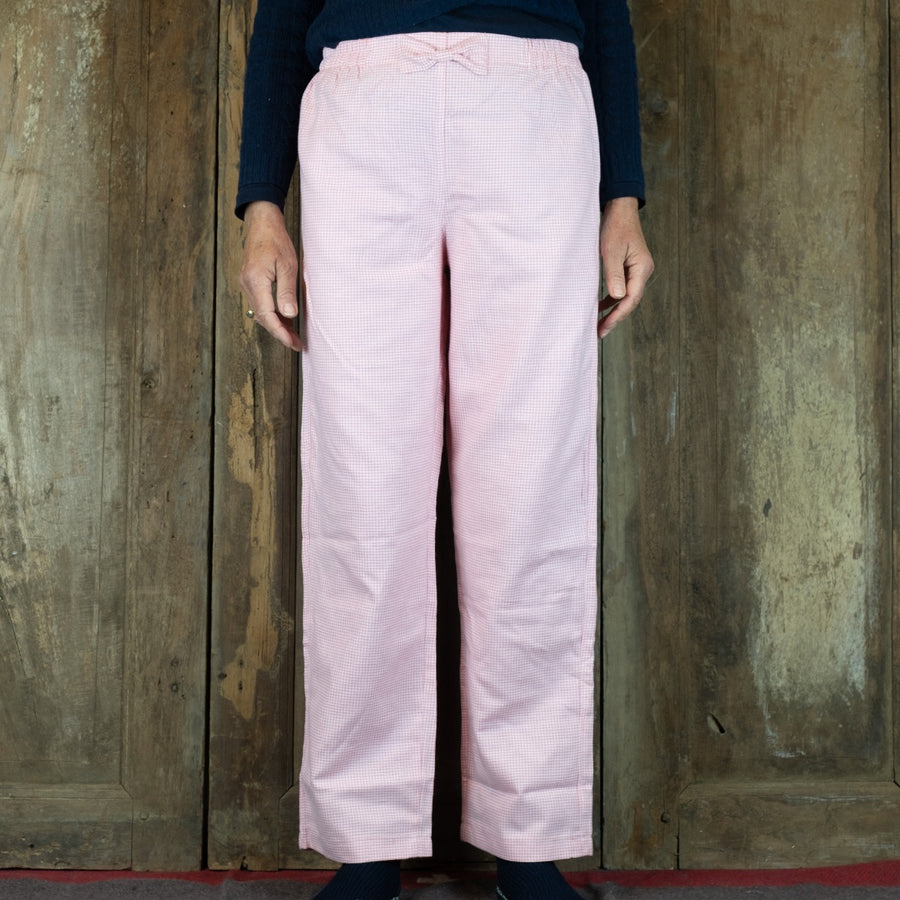 Flanellen broek voor dames in kleine roze-witte ruit