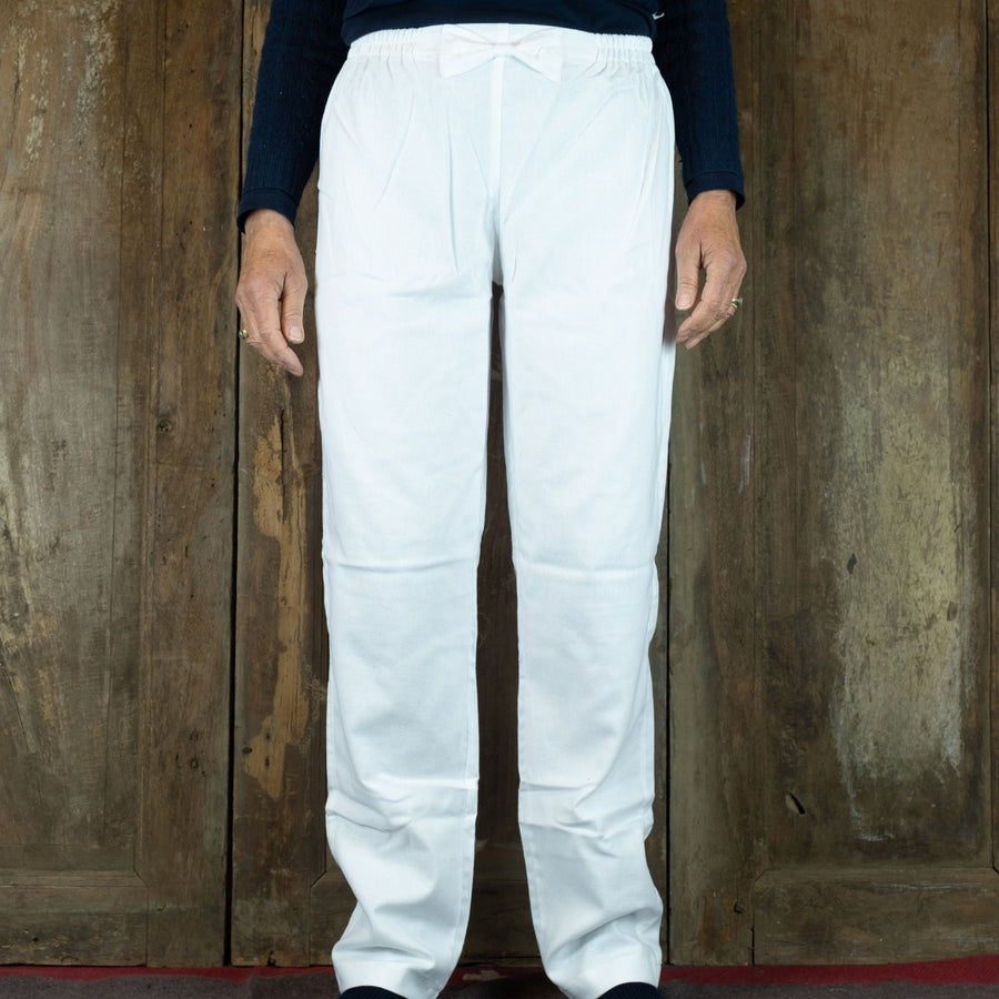 Flanellen broek voor dames in effen wit