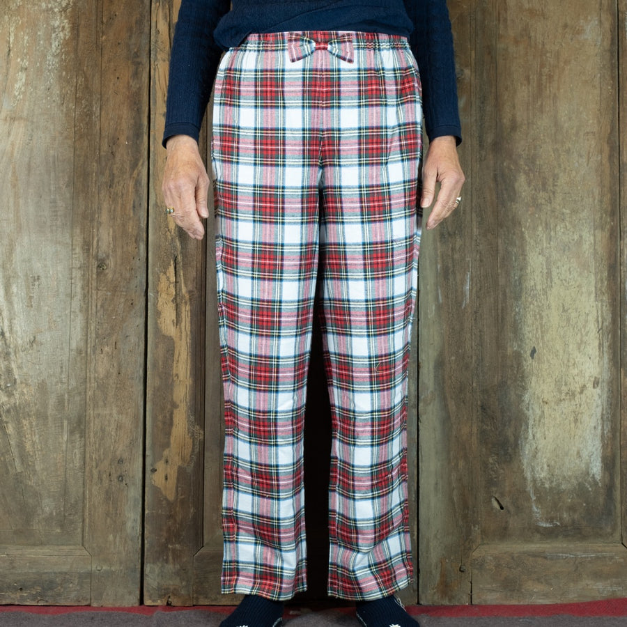 Flanellen broek voor dames in wit-rode Schotse ruit