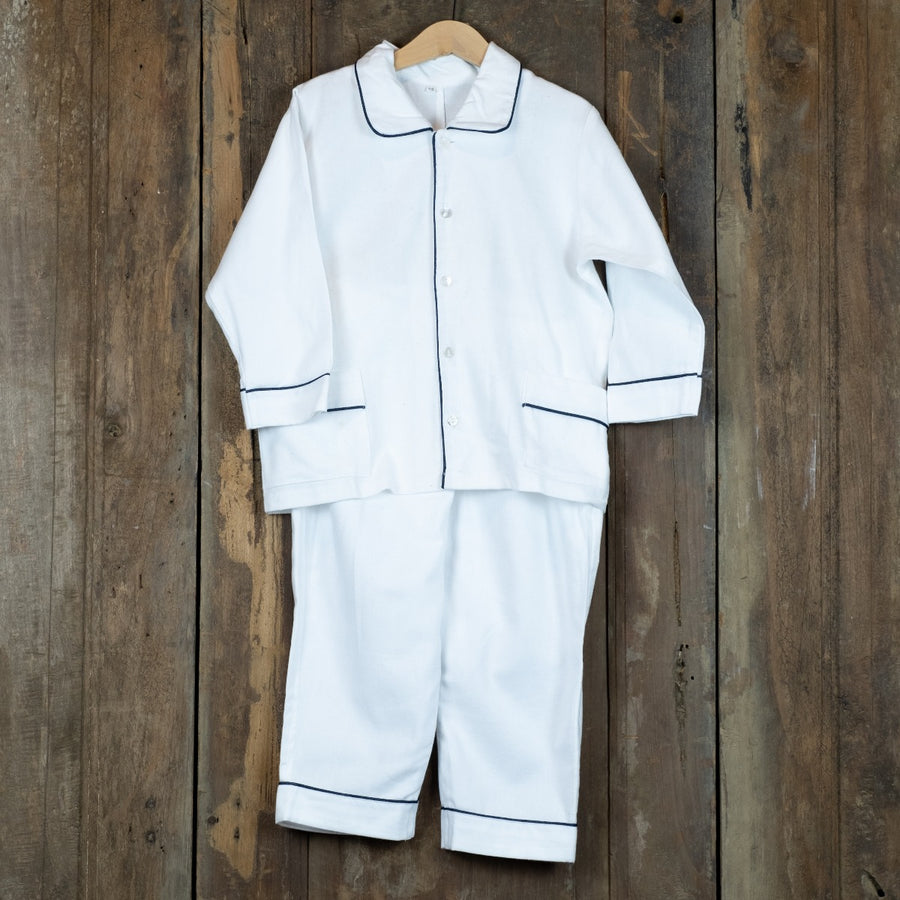 Flanellen kinderpyjama in effen wit